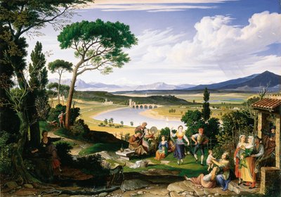 Tiberis táj vidám vidéki néppel, 1817 alkotó: Joseph Anton Koch