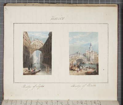 Velence, Thomas Moodys Journal-ba beillesztve egy svájci és olaszországi körútról, 1822 (wc papíron) alkotó: Joseph Axe Sleap