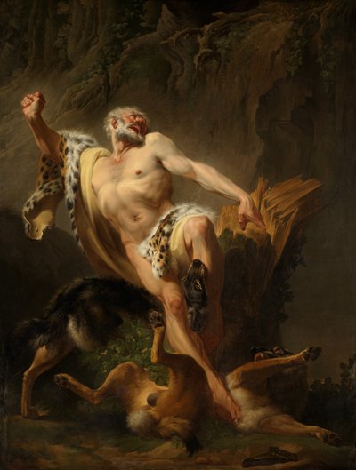 Milo of Croton (olaj, vászon) alkotó: Joseph-Benoît Suvée