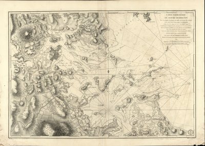Boston kikötőjének sajátos diagramja, amelyen a szondák, a homokpadok, a sziklák, az amaien és más, a navigációban hasznos útmutatások láthatók. alkotó: Joseph Bernard; Des Barres Chabert