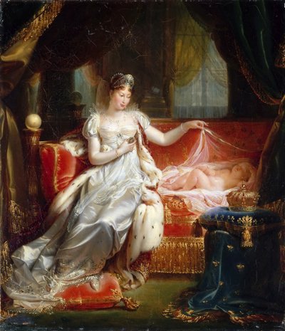 Marie-Louise császárné Róma alvó királyával alkotó: Joseph Boniface Franque