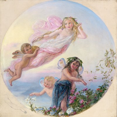 Egy Sylph és tündér kísérői a kora reggeli harmatot meghintik alkotó: Joseph Bouvier