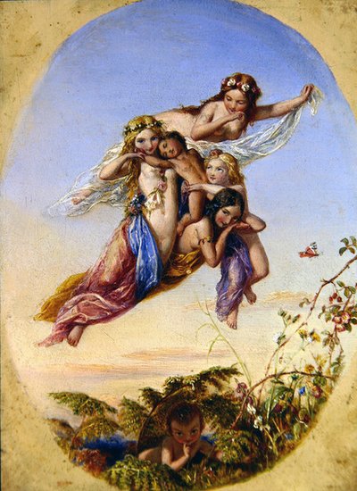 A Changeling „egy kedves fiú, akit elloptak egy indiai királytól” (olaj a panelen) alkotó: Joseph Bouvier