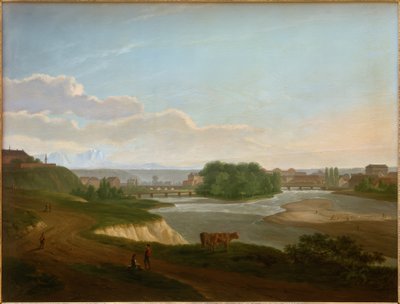 Kilátás Münchenre az Isarral alkotó: Joseph Carl Cogels
