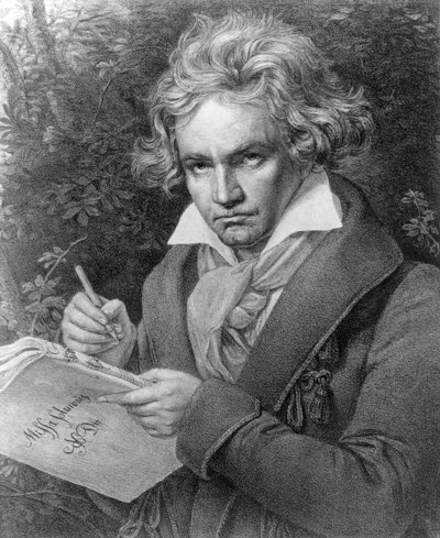 Ludwig van Beethoven „Missa Solemnis” című művét komponálja, 1819 (litográfia) alkotó: Joseph Carl Stieler