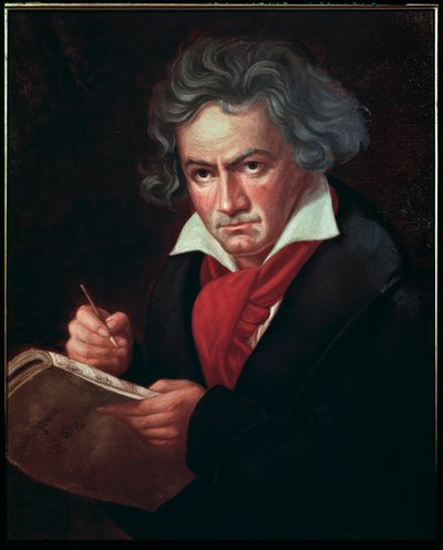 Ludwig van Beethoven (1770-1827), német zenész, a Missa solemnis-t komponáló portréja” (Ludwig van Beethoven (1770-1827) német zeneszerző, misét komponál) Karl Joseph Stieler (1781-1858) festménye 1819-1820 Bonn Beethoven háza alkotó: Joseph Carl Stieler
