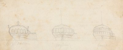 Három hajó dekoratív tatja alkotó: Joseph Cartwright