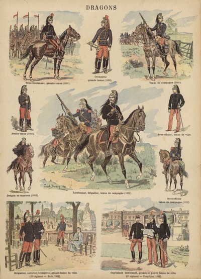 A francia hadsereg dragonyosai (színes litho) alkotó: Joseph Charles (after) Beuzon
