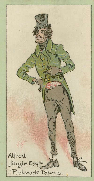 Alfred Jingle, Pickwick Papers (színes litográfia) alkotó: Joseph Clayton (1856-1937) (after) Clarke