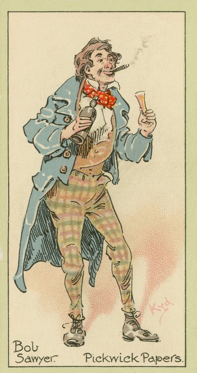 Bob Sawyer, Pickwick Papers (színes litográfia) alkotó: Joseph Clayton (1856-1937) (after) Clarke