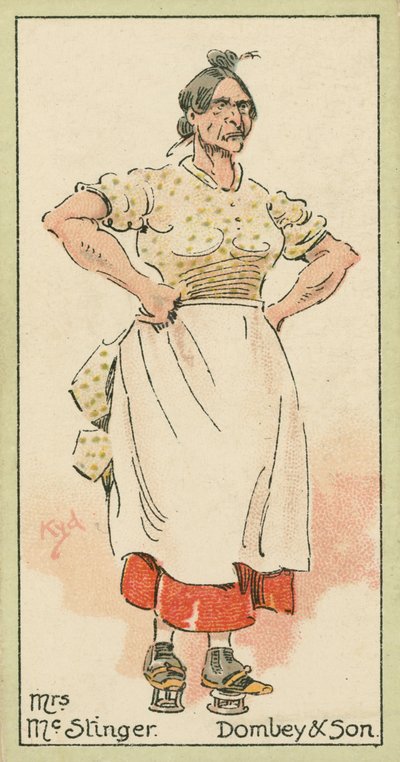 Mrs McStinger, Dombey és fia (színes litográfia) alkotó: Joseph Clayton (1856-1937) (after) Clarke
