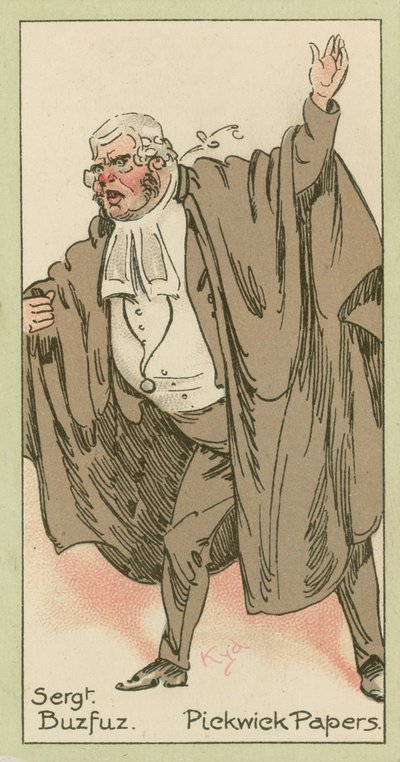 Buzfuz őrmester, Pickwick Papers (színes litográfia) alkotó: Joseph Clayton (1856-1937) (after) Clarke