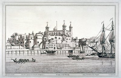 Déli kilátás a londoni Towerre hajókkal a Temzén, 1795 alkotó: Joseph Constantine Stadler