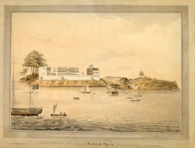 Bance-sziget látképe, Sierra Leone, Afrika, 1805 körül (akvarell) alkotó: Joseph Corry