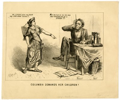 A Columbia gyermekeit követeli, 1864 alkotó: Joseph E. Baker