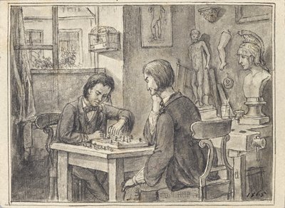 A sakkozók a szobrászműhelyben alkotó: Joseph Eugen Hörwarter