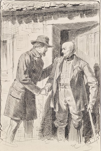 Két férfi, az egyik amputált lábbal... alkotó: Joseph Eugen Hörwarter