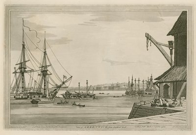 Greenwich kilátása a Deptford Yard felől alkotó: Joseph Farington