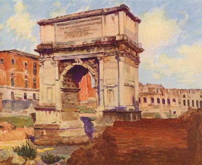 Róma: A Forum, a Titus-ív, a Colosseum (színes litográfia) alkotó: Joseph Felix Bouchor
