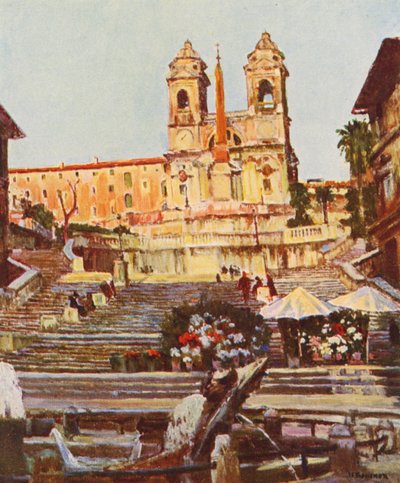 Róma: Spanyol lépcső (színes litográfia) alkotó: Joseph Felix Bouchor
