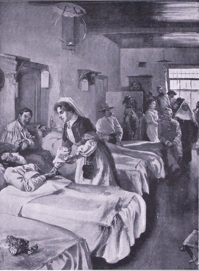Búr foglyok a simonstowni palotakórházban, illusztráció az After Pretoria: The Guerilla War, 1902-ből alkotó: Joseph Finnemore