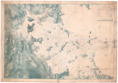 Tengerészeti megjegyzések térképe a bostoni kikötő térképéhez alkotó: Joseph Frederick Wallet DesBarres