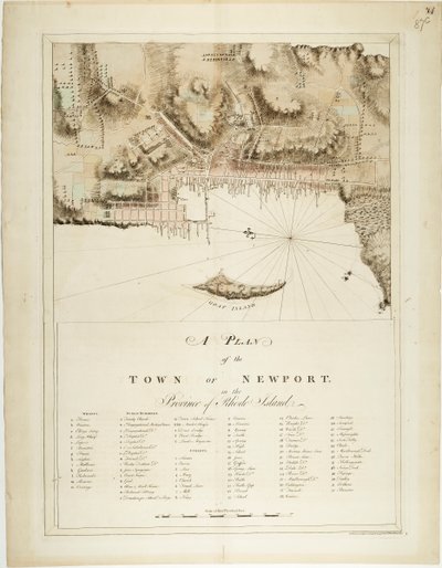 A Rhode Island tartománybeli Newport városának terve alkotó: Joseph Frederick Wallet DesBarres