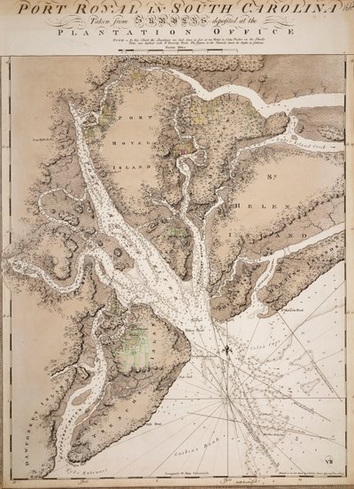 Port Royal térképe Dél-Karolinában, Amerikai Egyesült Államok alkotó: Joseph Frederick Wallet DesBarres