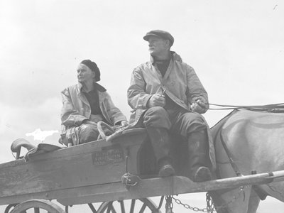 Férj és feleség a koktélkocsin ülve alkotó: Joseph Hardman