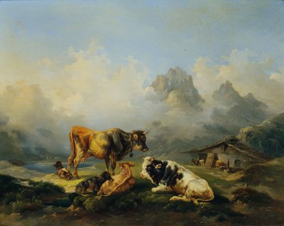 Alm szarvasmarhával alkotó: Joseph Heicke