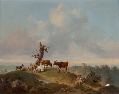 Tehenek és kecskék a legelőn alkotó: Joseph Heicke