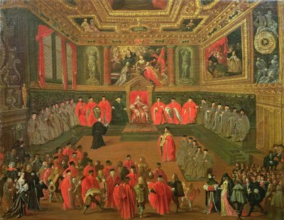 Közönség a Dózsával a Ducale Palace Kollégiumában alkotó: Joseph Heintz