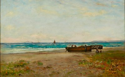 Tending the Boats, Ayrshire Coast (olaj, vászon) alkotó: Joseph Henderson