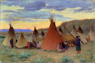 Este a varjúrezervátumban, Montana (olaj, vászon) alkotó: Joseph Henry Sharp