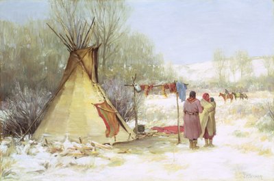 Téli táborba visszatérő indiánok (olaj, vászon) alkotó: Joseph Henry Sharp