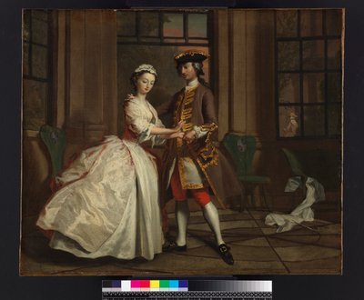 Pamela és B. úr a nyaralóházban, Samuel Richardson (1689-1761) „Pamela: or Virtue Rewarded” című művéből, 1740, 1744 körül alkotó: Joseph Highmore