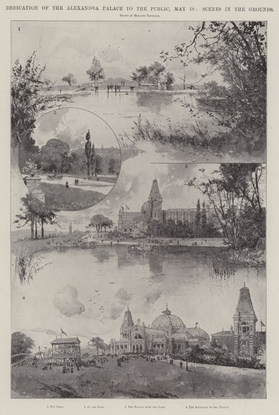 Az Alexandra-palota felszentelése a nagyközönségnek, május 18., Helyszínek a földön alkotó: Joseph Holland Tringham