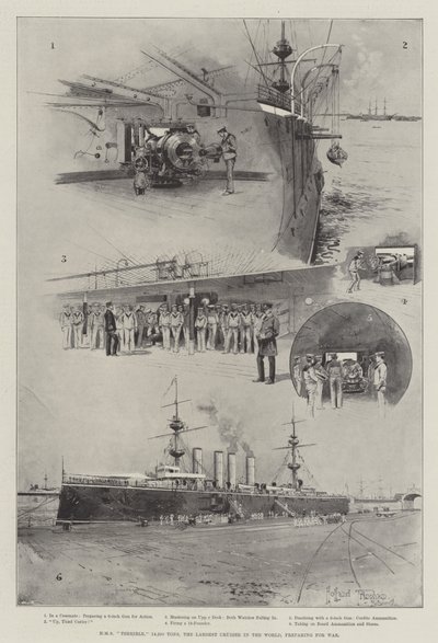 HMS Terrible, 14 220 tonnás, a világ legnagyobb cirkálója, háborúra készül alkotó: Joseph Holland Tringham