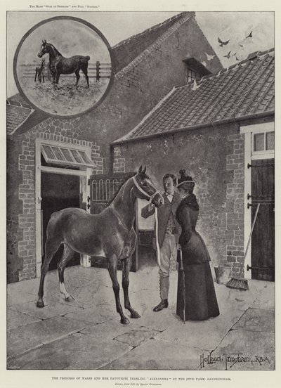 A walesi hercegnő és kedvenc egyéves Alexandra a sandringhami Ménesfarmban alkotó: Joseph Holland Tringham
