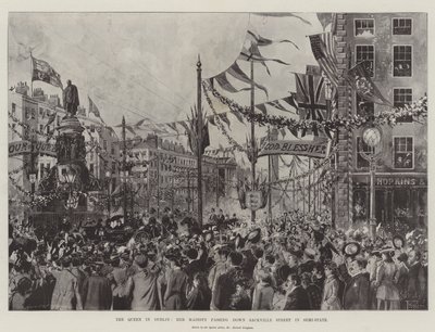 A királynő Dublinban, Őfelsége áthalad a Sackville Streeten a félállami államban alkotó: Joseph Holland Tringham