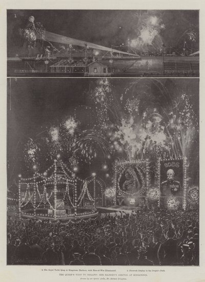 A királynő írországi látogatása, Őfelsége Kingstownba érkezése alkotó: Joseph Holland Tringham