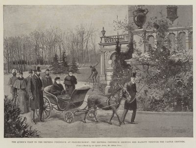 A királynő látogatása Frigyes császárnénál Friedrichshofban, Frigyes császárnő bemutatja Őfelségét a kastélyon keresztül alkotó: Joseph Holland Tringham