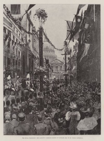 Királyi körmenet, Őfelsége hintója a Ludgate-dombon haladva a Szent Pál-székesegyházhoz alkotó: Joseph Holland Tringham