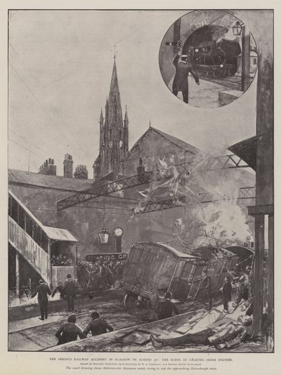 Súlyos vasúti baleset Glasgow-ban augusztus 30-án, a Charing Cross pályaudvar helyszíne alkotó: Joseph Holland Tringham