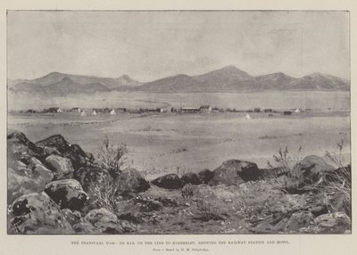 A Transvaali háború, De Aar, a Kimberley felé vezető vonalon, bemutatva a pályaudvart és a szállodát alkotó: Joseph Holland Tringham