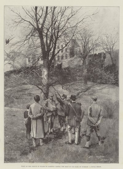 A walesi herceg látogatása a Lambton kastélyban, a Durham grófjának székhelyén, egy királyi lövészeten alkotó: Joseph Holland Tringham
