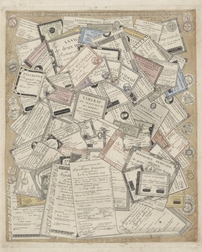Frans papiergeld A Francia Köztársaság érméi és egyéb papírjai (cím a tárgyon) alkotó: Joseph Hunin