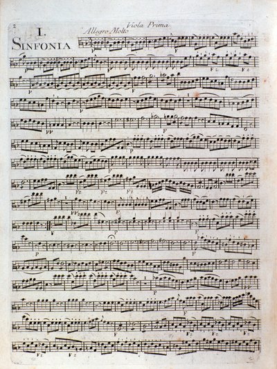 Pleyel Ut-dúr szimfónia kottájának oldala alkotó: Joseph Ignace Pleyel
