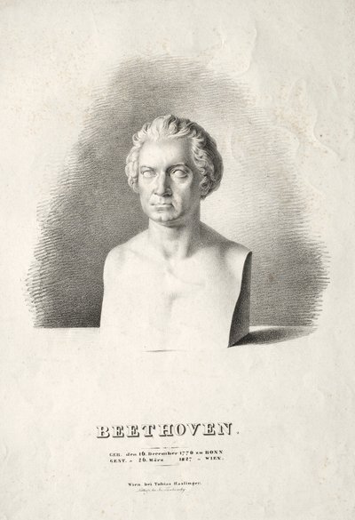 Ludwig van Beethoven mellszobra. alkotó: Joseph Kriehuber