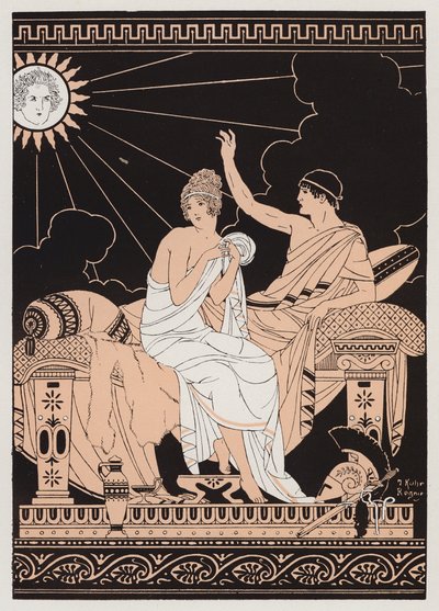 Aphrodité és Erósz (színes litográfia) alkotó: Joseph Kuhn-Regnier